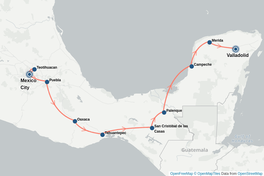 Itinerary Map image for Mexiko Highlights